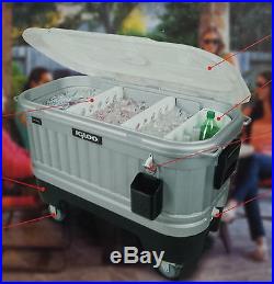 New Large Metal Party Cooler Ice Chest Huge 125 Quart Rolling Interior Lights