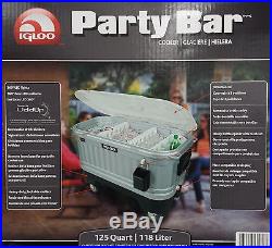New Large Metal Party Cooler Ice Chest Huge 125 Quart Rolling Interior Lights