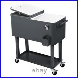 New Outdoor 80QT Rolling Party Iron Spray Cooler Cart Ice Bee Chest Party Silver