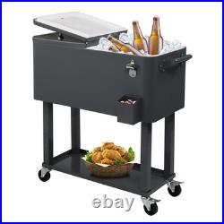 New Outdoor 80QT Rolling Party Iron Spray Cooler Cart Ice Bee Chest Party Silver