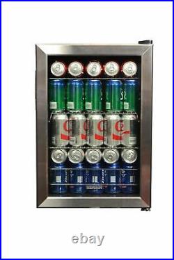 NewAir 84 Can Beverage Center Soda Beer Bar Mini Fridge Cooler, Stainless Steel
