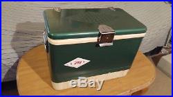 Nice Vintage Coleman Camping Metal Ice Chest Box Cooler Outdoors Diamond Green