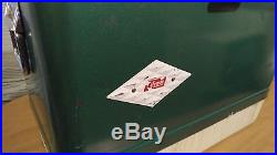Nice Vintage Coleman Camping Metal Ice Chest Box Cooler Outdoors Diamond Green