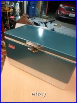 Nice! Vintage Coleman Cooler Blue Steel Belted Metal 22.5 X 13.5