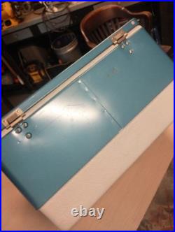 Nice! Vintage Coleman Cooler Blue Steel Belted Metal 22.5 X 13.5