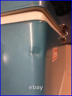 Nice! Vintage Coleman Cooler Blue Steel Belted Metal 22.5 X 13.5