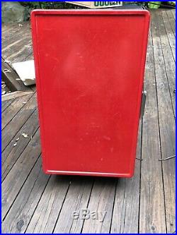 Nice Vintage Original Rare Red Coleman Cooler With Beer Handles Tray Box Snow-Lite