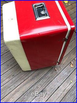 Nice Vintage Original Rare Red Coleman Cooler With Beer Handles Tray Box Snow-Lite
