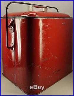 Nice! Vintage Red Metal PLEASURE CHEST COOLER 1950s Like Coca-Cola Retro Ice Box