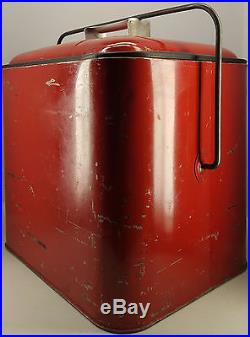 Nice! Vintage Red Metal PLEASURE CHEST COOLER 1950s Like Coca-Cola Retro Ice Box