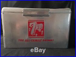 ORIGINAL VINTAGE ADVERTISING METAL 7UP COOLER SODA POP ALUMINUM WithTRAY