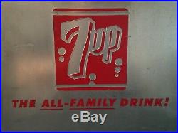 ORIGINAL VINTAGE ADVERTISING METAL 7UP COOLER SODA POP ALUMINUM WithTRAY