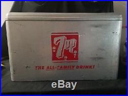 ORIGINAL VINTAGE ADVERTISING METAL 7UP COOLER SODA POP ALUMINUM WithTRAY