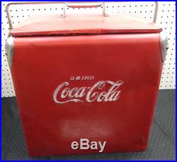 Original Vintage Coca-cola Action Metal Cooler, Tray, Side Opener