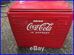 Original Vintage Coca-cola Acton Metal Cooler, Side Opener