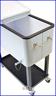 Oakland Living 90010-MT Steel Patio Cooler With Cart, 80-Quart, Metallic Grey