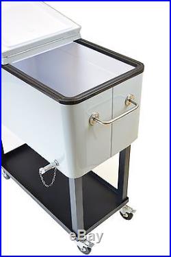 Oakland Living 90010-MT Steel Patio Cooler with Cart 80-Quart Metallic Grey