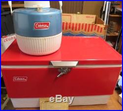 Old Vintage Retro Red 1976 Coleman cooler and jug original box COMBO