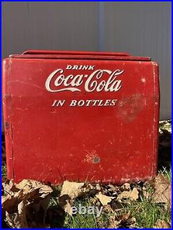 Original 1950's Cavalier Coca Cola Metal Picnic Cooler Ice Chest