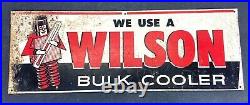Original Antique Wilson Bulk Milk Cooler Metal Advertisement Sign