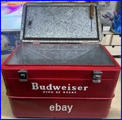 Original Vintage 1950s Professional Restored Budweiser Beer Large Metal Cooler