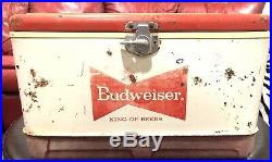Original Vintage Budweiser Cooler King of Beers Metal Cooler Rare Center Logo