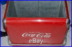 Original Vintage Coca Cola Red Metal Cooler with Bottle Opener