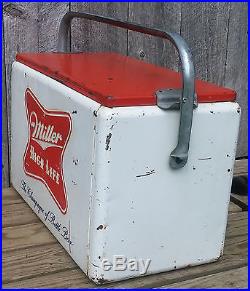 Original Vintage Mid Century Metal Miller High Life Beer Picnic Cooler