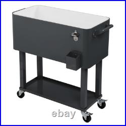 Outdoor 80QT Rolling Party Iron Spray Cooler Cart Ice Bee Chest Patio