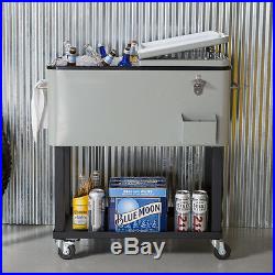 Outdoor Steel Patio Cooler Bar Serving Cart Home Living Furniture Deck Storage