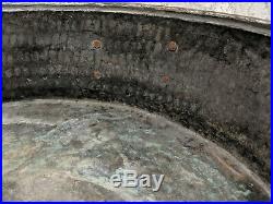 Oversized Copper Hammered Round Cooler Ice Beverage Bucket Metal 23 Diameter