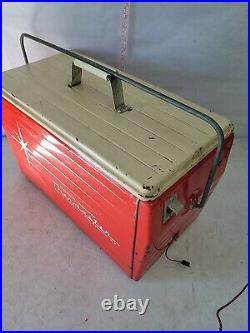 P-Vintage 1950's Poliron Thermaster Metal Cooler Ice Chest Original Finish