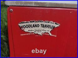 POLORON WOODLAND TRAVELER RED METAL COOLER ICE CHEST GALVANIZED 15x9x11 VTG USA