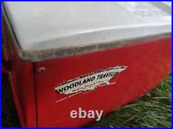 POLORON WOODLAND TRAVELER RED METAL COOLER ICE CHEST GALVANIZED 15x9x11 VTG USA