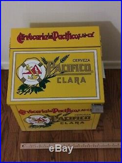 Pacifico Beer Cooler Metal Ice Box Advertising Cerveza Mexico Aluminum Vintage
