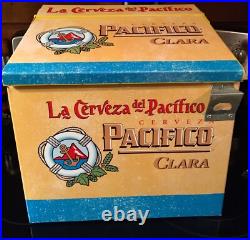 Pacifico Clara Beer Metal Cooler Ice Chest Bottle Opener 14x12x14 Yellow