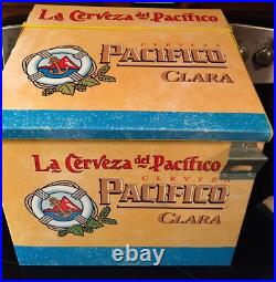 Pacifico Clara Beer Metal Cooler Ice Chest Bottle Opener 14x12x14 Yellow