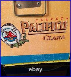 Pacifico Clara Beer Metal Cooler Ice Chest Bottle Opener 14x12x14 Yellow