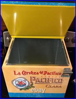 Pacifico Clara Beer Metal Cooler Ice Chest Bottle Opener 14x12x14 Yellow