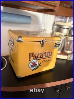 Pacifico Clara Beer Metal Cooler Ice Chest Bottle Opener 14x13x18 Yellow