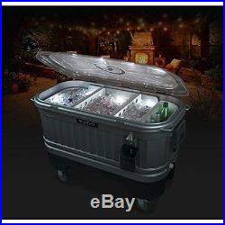 Party Bar Cooler Igloo Chest Ice Metal Lights Portable Patio Storage Drinks Cans
