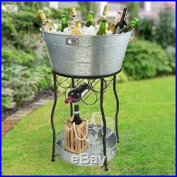 Party Station Beverage Tub Drink Cooler Galvanized Steel Ice Bucket Wine Storage