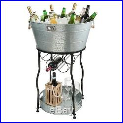 Party Station Beverage Tub Drink Cooler Galvanized Steel Ice Bucket Wine Storage