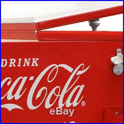 Patio Cooler Cart Party Drink Water Can Red Ice Rolling Outdoor Bar Retro Steel