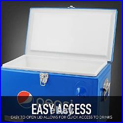 Pepsi 21-Quart Ice Chest, Small Portable Cooler, Hard-Sided Steel Metal Coole