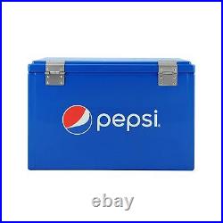 Pepsi 21-Quart Ice Chest, Small Portable Cooler, Hard-Sided Steel Metal Coole