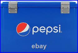 Pepsi 21-Quart Ice Chest, Small Portable Cooler, Hard-Sided Steel Metal Cooler w