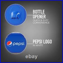 Pepsi 21-Quart Steel Cooler, Portable Ice Chest, Hard-Sided Metal with Bottle Open