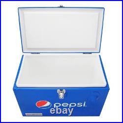 Pepsi 21-Quart Steel Cooler, Portable Ice Chest, Hard-Sided Metal with Bottle Open