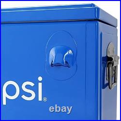Pepsi 21-Quart Steel Cooler, Portable Ice Chest, Hard-Sided Metal with Bottle Open